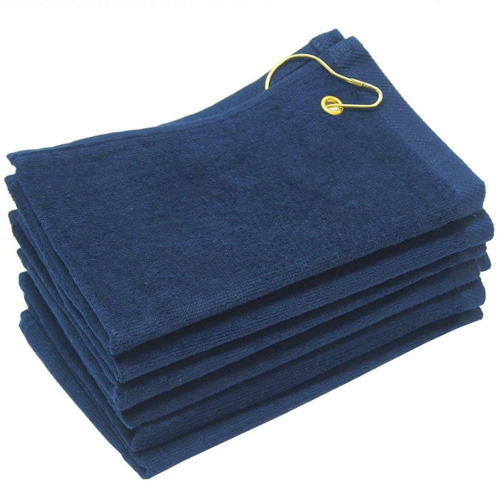 Microfiber Bulk Blank Golf Towels With Grommets and Hooks, 14 x 18, 275 gsm