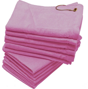 Light Pink Velour 11" x 18" Fingertip Golf Towels with Corner Grommet & Hook