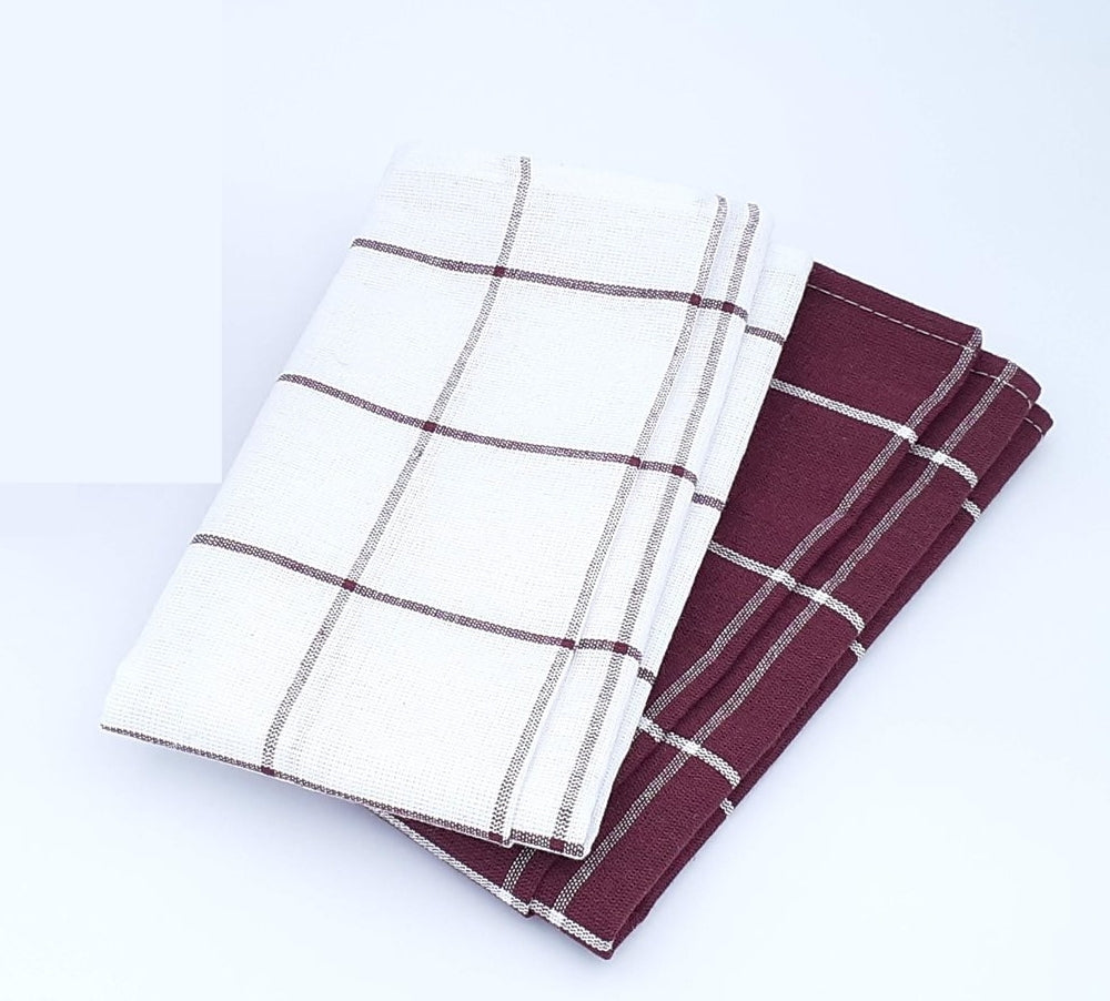 Two Tone Plaid Cotton Kitchen Towels