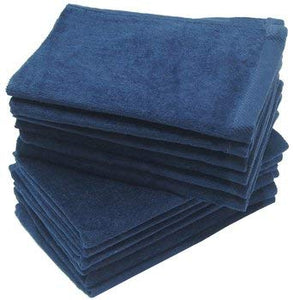 wholesale Navy Blue Color Velour Fingertip Towels (Hemmed Ends) bulk
