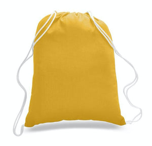 12 Pack Gold Color Budget Friendly Sport Drawstring Backpacks, %100 Cotton wholesale bulk