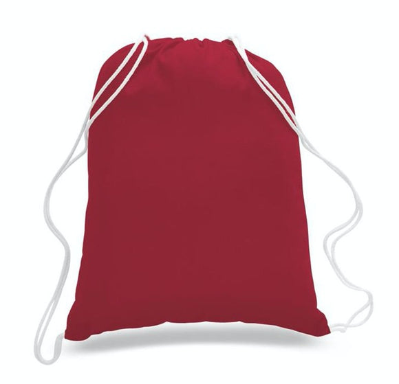 12 Pack Red Color Budget Friendly Sport Drawstring Backpacks, %100 Cotton wholesale bulk