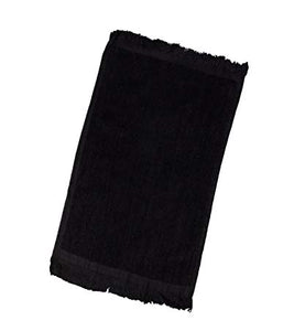 12 Pack Black Color Velour Fingertip Guest Towels in Bulk, 11" x 18"  (with Fringe)