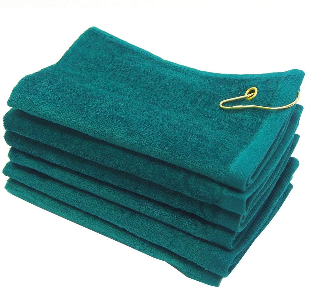 wholesale Green Velour Fingertip Golf Towels with Corner Grommet & Hook bulk