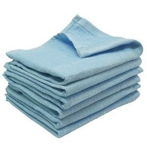 wholesale 12 Pack Light Blue Color Velour 11" x 18" Fingertip Towels (Hemmed Ends) in bulk