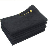wholesale Black Velour Fingertip Golf Towels with Corner Grommet & Hook bulk