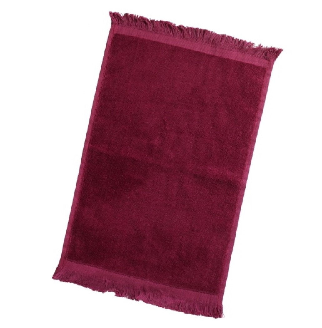 Economy 12 Pack Fingertip Towels With Fringe, Maroon 11" x 18" wholesale bulk