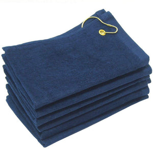 wholesale Navy Blue Velour Fingertip Golf Towels with Corner Grommet & Hook bulk