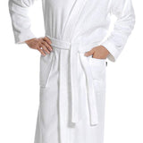wholesale 100% Cotton Terry Kimono Robe in bulk, White Color