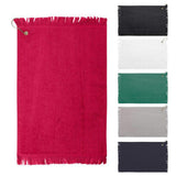 12 Pack Terry Velour Fingertip Golf Towels with Fringed Ends, w/Corner Grommet