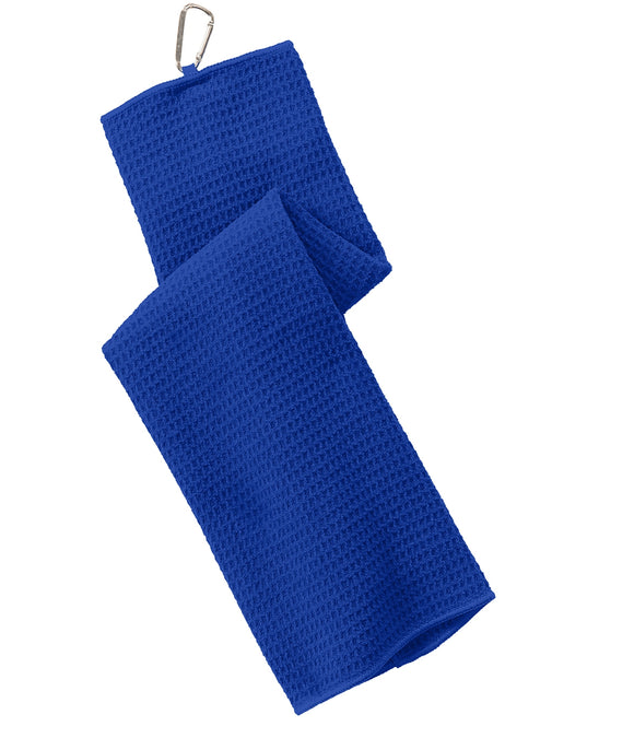 wholesale Tri-fold Waffle Microfiber Golf Towels, Royal Color in bulk