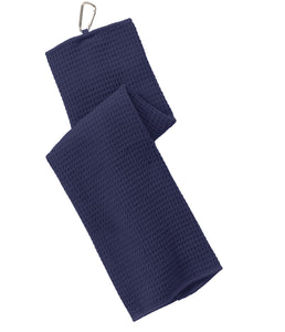12 Pack Tri-fold Waffle Microfiber Golf Towel, Navy Blue Color