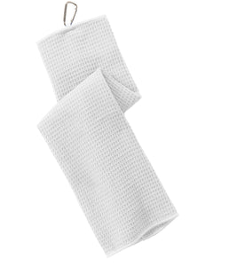 Wholesale Tri-fold Waffle Microfiber Golf Towels in Bulk, White Color –  Pergee