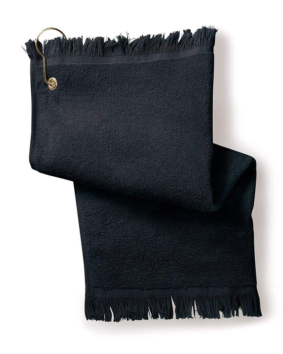 12 Pack Terry Velour Fingertip Golf Towels with Fringed Ends, Black Color