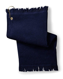 12 Pack Terry Velour Fingertip Golf Towels with Fringed Ends, Navy Color