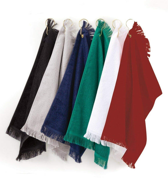 12 Pack Terry Velour Fingertip Golf Towels with Fringed Ends, w/Corner Grommet