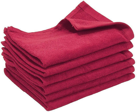 12 Pack Maroon Color Velour Fingertip Guest Towels in Bulk, 11