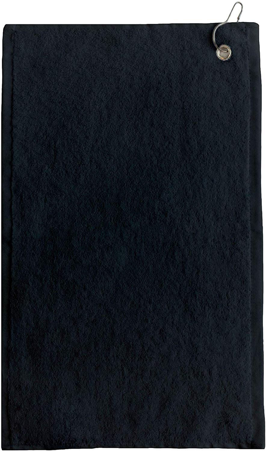 wholesale Black Velour Fingertip Golf Towels with Corner Grommet & Hook bulk