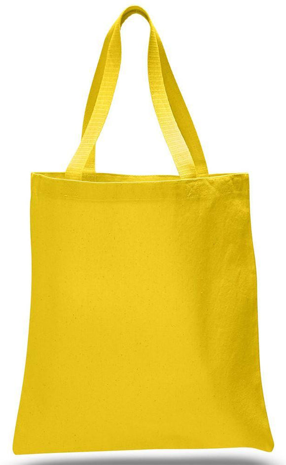 Yellow Color Canvas Reusable Shopping Cheap Tote Bags, Flat
