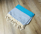 Royal Blue and Lavender Color Premium 100% Cotton Turkish Peshtemal Beach Towels