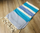 Royal Blue and Lavender Color Premium 100% Cotton Turkish Peshtemal Beach Towels