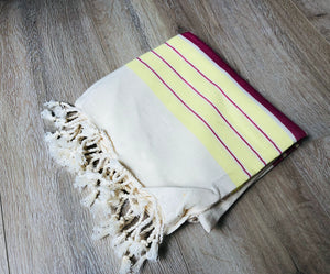 Red & Yellow Color Premium Turkish Cotton Peshtemal Beach Towels