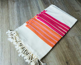 Premium Turkish Color Peshtemal Beach Towels, Apricot Orange Color