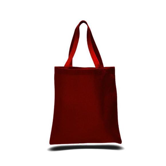 Maroon Color Canvas Reusable Shopping Cheap Tote Bags, Flat
