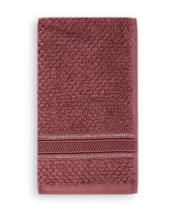 Terry Cotton Fingertip Towels, Set of 3, Maroon Color
