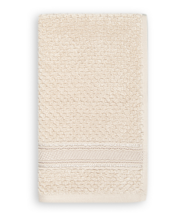 Terry Cotton Fingertip Towels, Set of 3, Cream Color