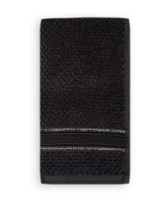 Terry Cotton Fingertip Towels, Set of 3, Black Color