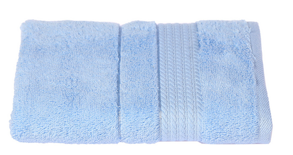 Turkish Cotton Hand Towels, Soft and High Absorbent, Set of 2, Light Blue Color