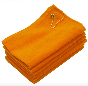 12 Pack Gold Velour 11" x 18" Fingertip Golf Towels with Corner Grommet & Hook