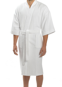 wholesale Cotton Terry Velour Kimono Robes in bulk, White cheap wrap towels