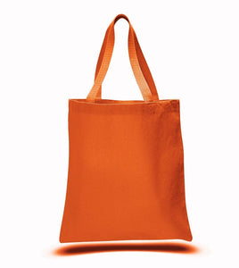 Orange Color Canvas Reusable Shopping Cheap Tote Bags, Flat