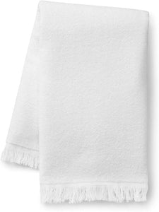 Bulk Wholesale White Color Velour 11" x 18" Fingertip Towels (Fringe Ends)