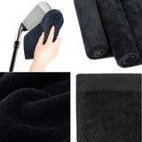 wholesale Tri-fold Golf Towel with Metal Bag Clip, Black Color