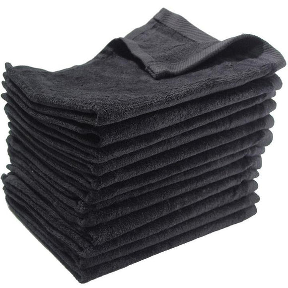 3 Eco-Pack Black Fingertip Sports Golf Towels, Small Hand Towels
