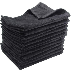 wholesale bulk 240 Pack Black Color Velour 11" x 18" Fingertip Towels (Hemmed Ends)