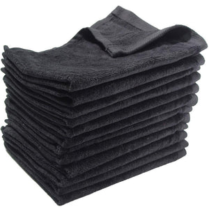wholesale 12 Pack Black Color Velour 16" x 26" Hand Towels (Hemmed Ends)