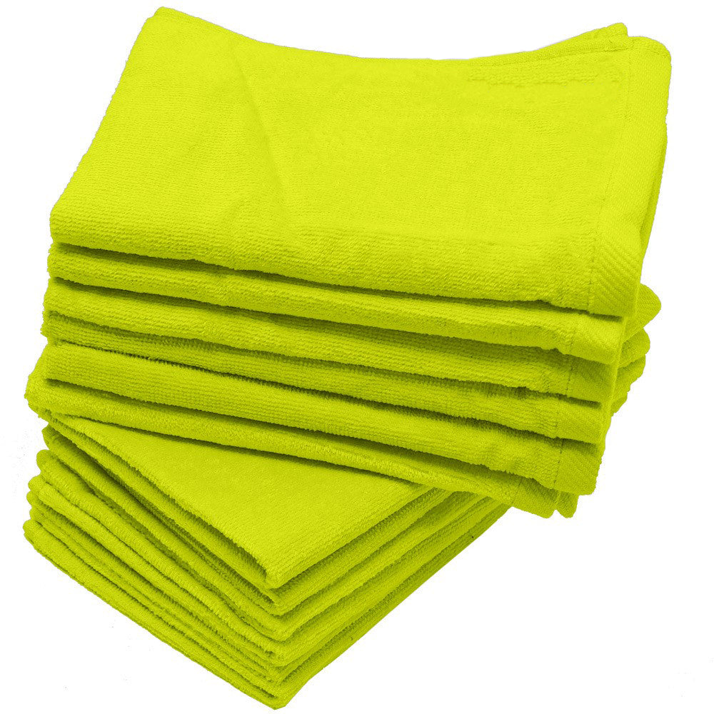 Lime Color Velour 16" x 26" Hand Towels (Hemmed Ends)