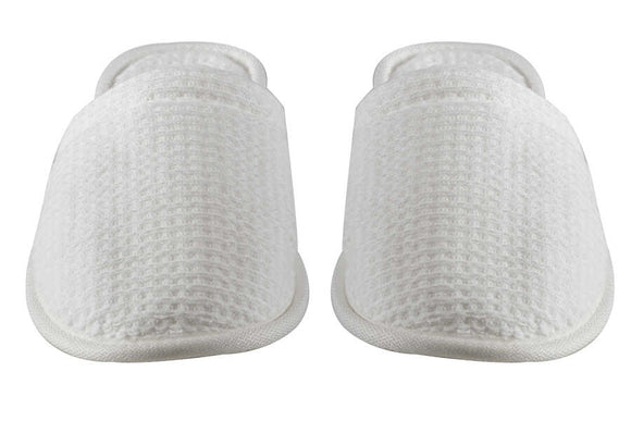 Closed Toe Waffle Spa Slippers in White Color Bulk