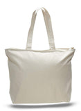 Heavy Duty Canvas Large Reusable Bags, Top Zippered