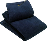 Tri-fold Golf Towels with Metal Bag Clip, Navy Color
