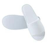 10 Pairs Waffle Open Toe White Slippers, Washable and Non-Disposable