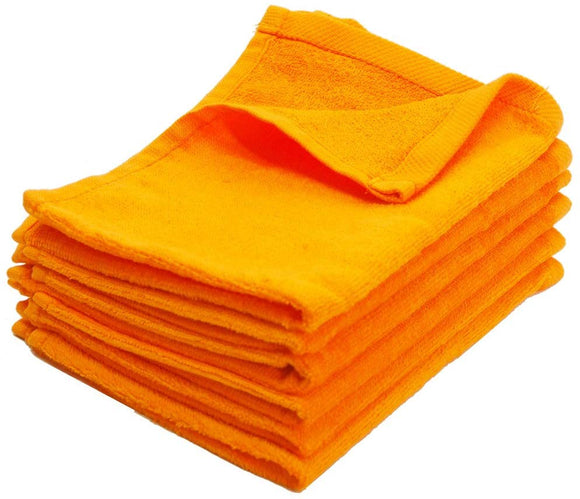 wholesale Orange gold Color Velour Fingertip Towels (Hemmed Ends) bulk
