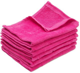 wholesale Pink Color Velour Fingertip Towels (Hemmed Ends)