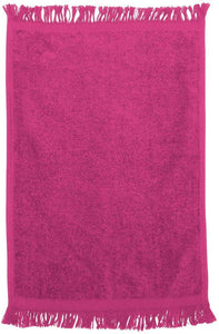 12 Pack Pink Color Velour Fingertip Guest Towels in Bulk, 11" x 18"  (with Fringe)