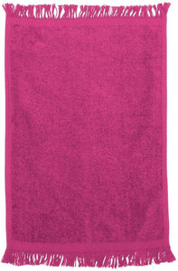 wholesale 240 Pack Bulk Fingertip Towels, Hot Pink Color Velour, 11" x 18"  (Fringe Ends)