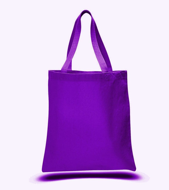 Purple Color Canvas Reusable Shopping Tote Bags, Flat